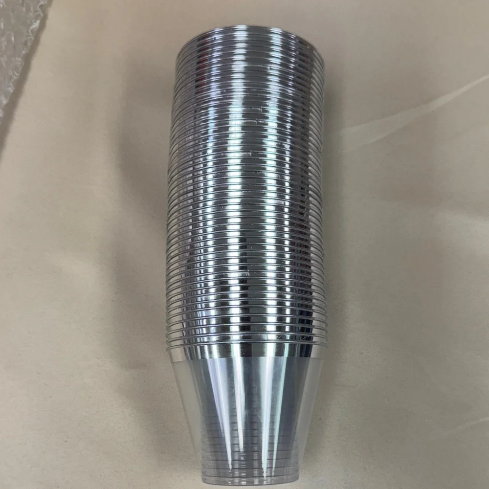 25 pack Clear Silver Plastic Tumblers - Set of Clear Silver beverage Cups new